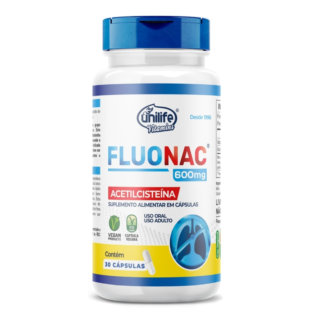 Fluonac N-Acetilcisteína NAC Unilife 30 Cápsulas