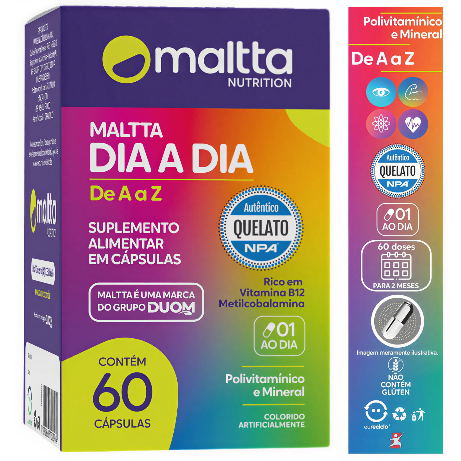 Polivitamínico Dia a Dia de A-Z Vitaminas e Minerais Maltta 60 Cápsulas