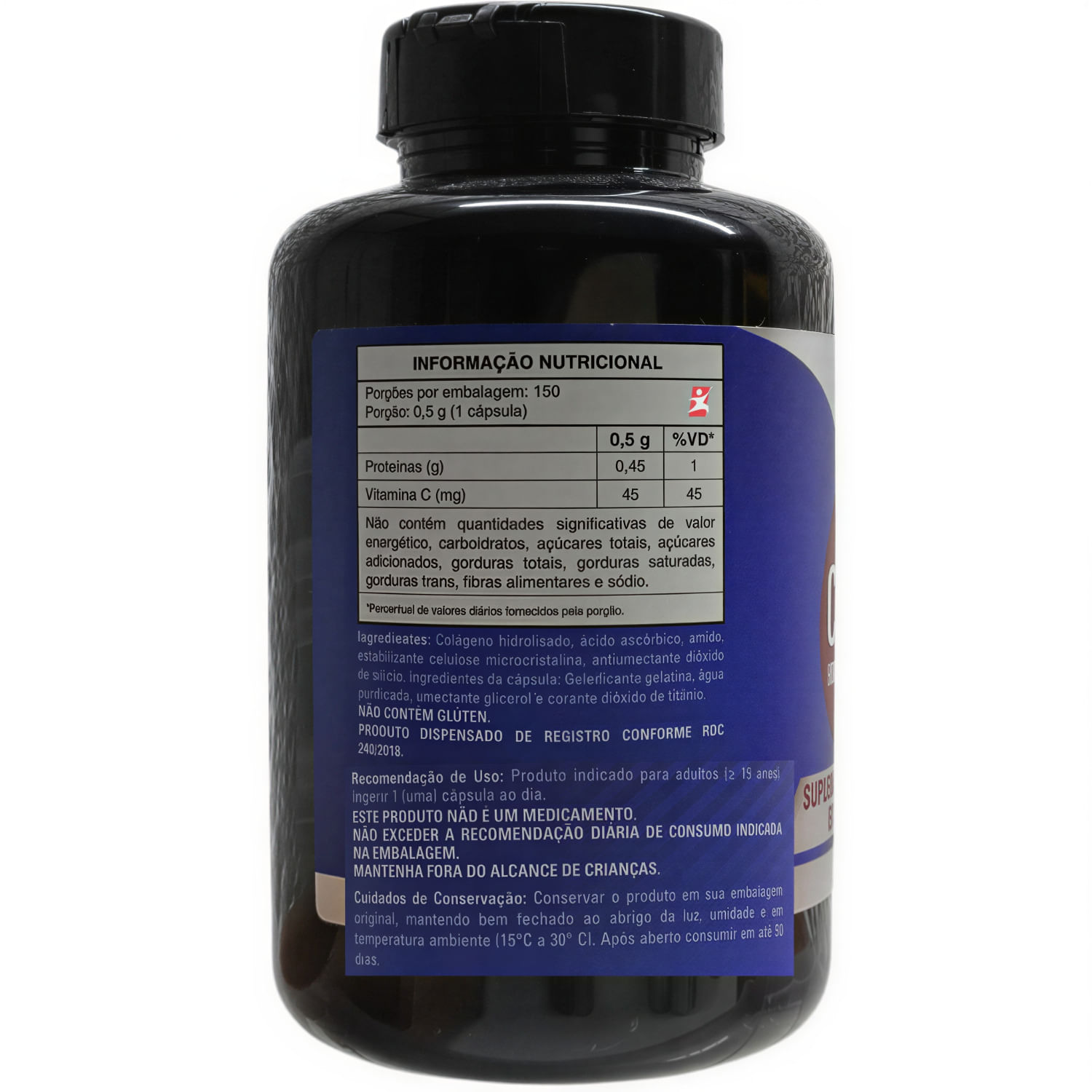 Colágeno Hidrolisado Com Vitamina C Take Care 500mg 150 Cápsulas