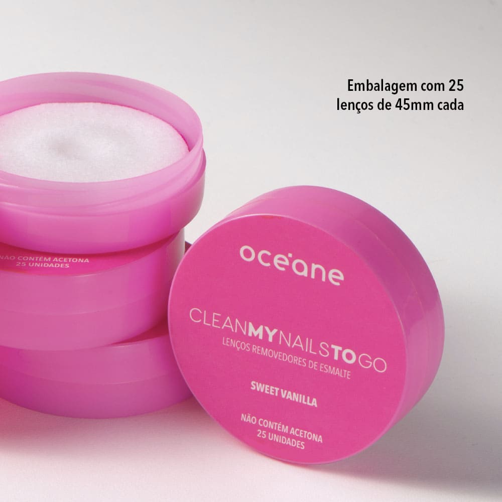 Lenço Removedor de Esmalte Clean My Nails To Go Oceane 25 Unidades
