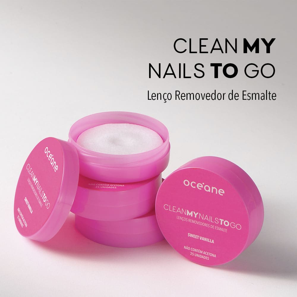 Lenço Removedor de Esmalte Clean My Nails To Go Oceane 25 Unidades