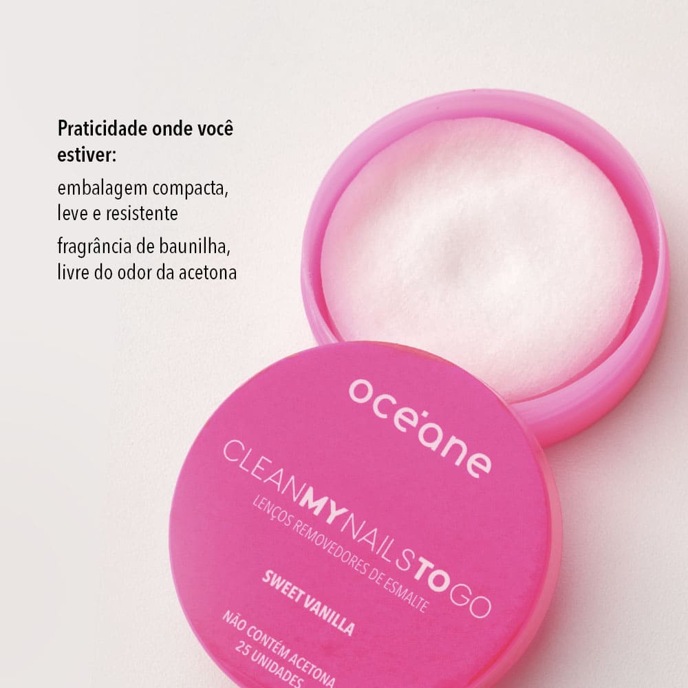 Lenço Removedor de Esmalte Clean My Nails To Go Oceane 25 Unidades