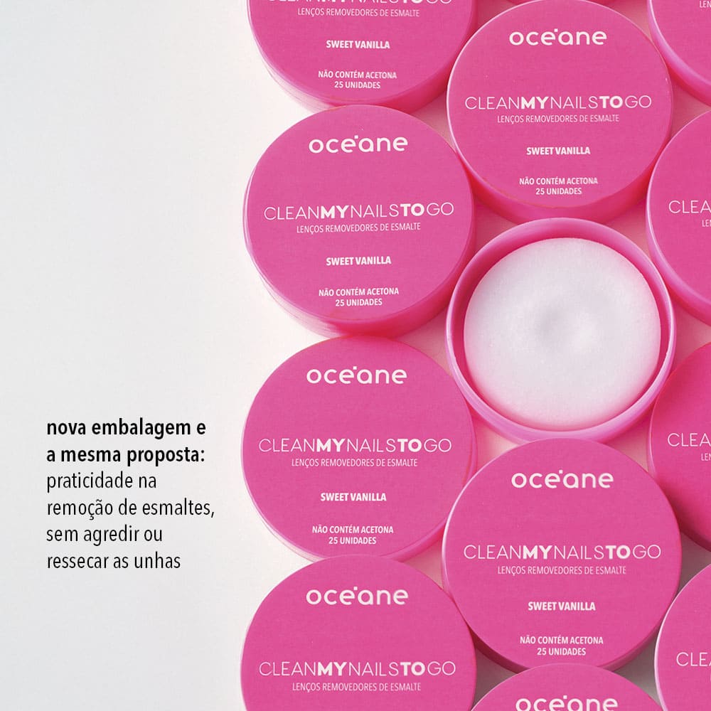 Lenço Removedor de Esmalte Clean My Nails To Go Oceane 25 Unidades