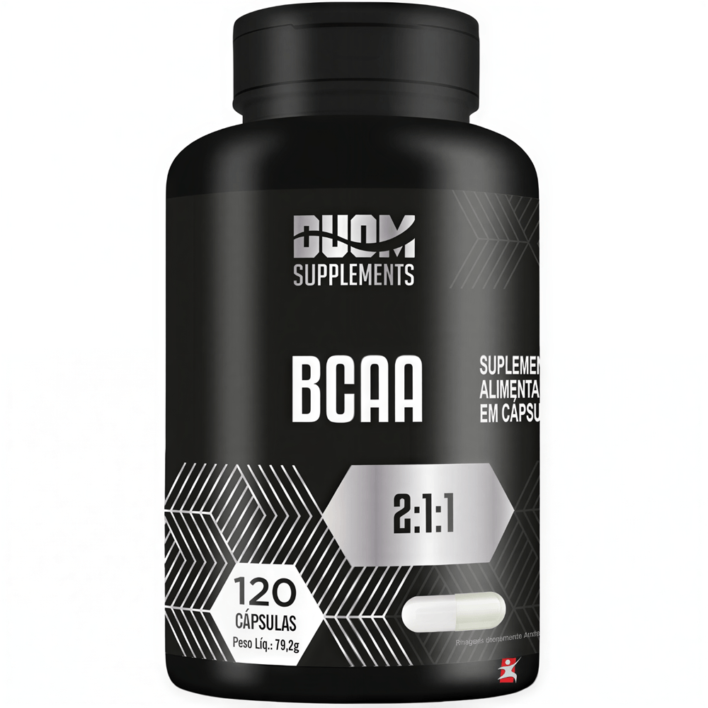 BCAA Concentrado 2:1:1 Leucina + Isoleucina + Valina Duom Supplements 120 Cápsulas