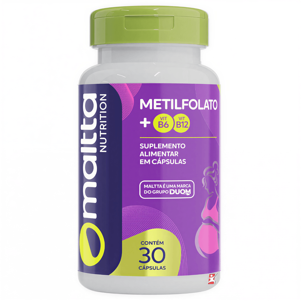 Metilfolato + Vitaminas B6 e B12 Maltta Nutrition 30 Cápsulas