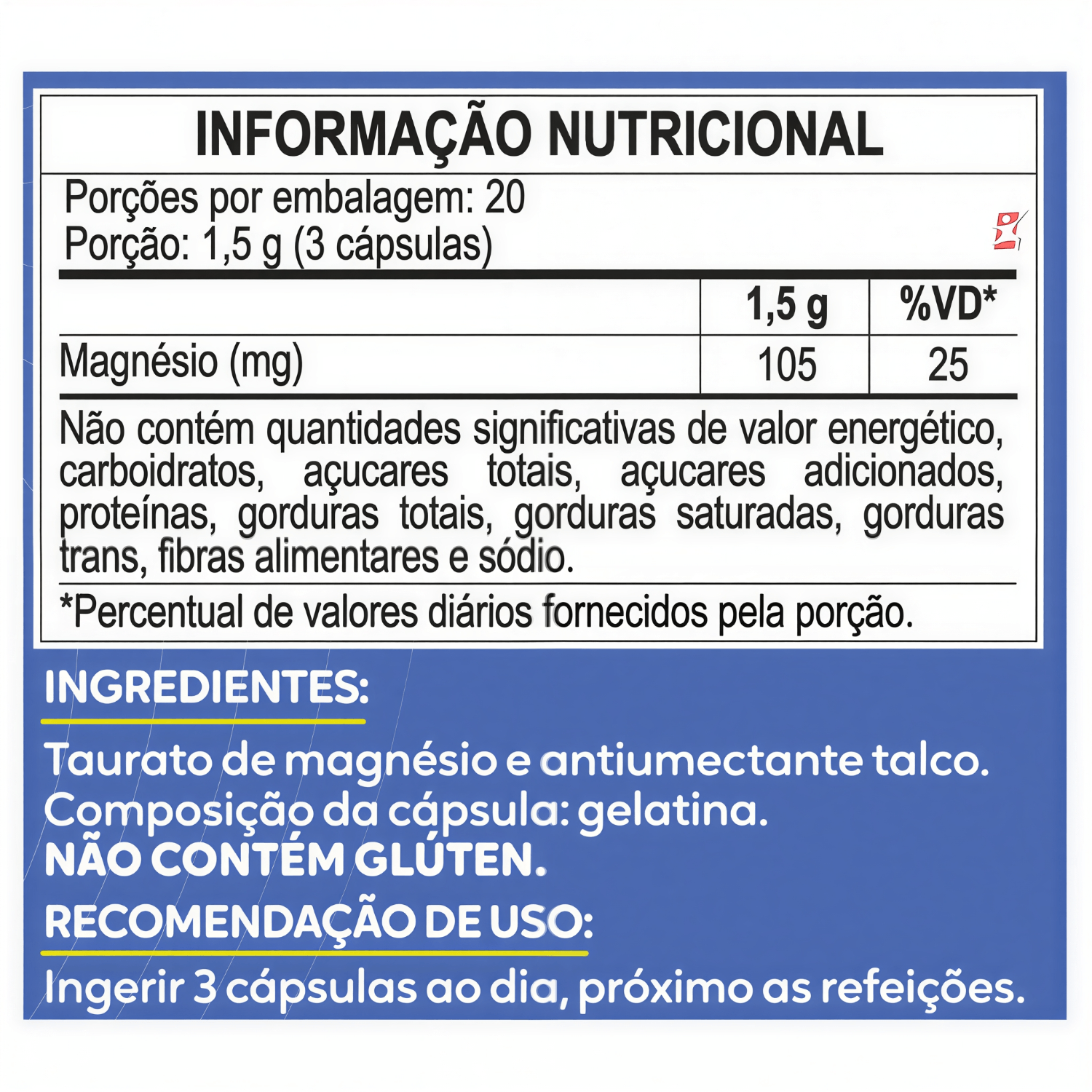 Taurato de Magnésio Maltta Nutrition 60 Cápsulas