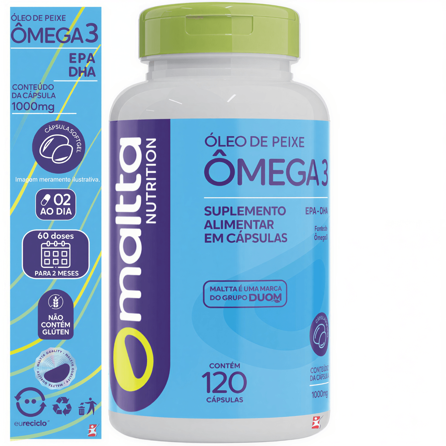 Ômega 3 Ultra Purificado EPA DHA Maltta Nutrition 1000mg 120 Cápsulas
