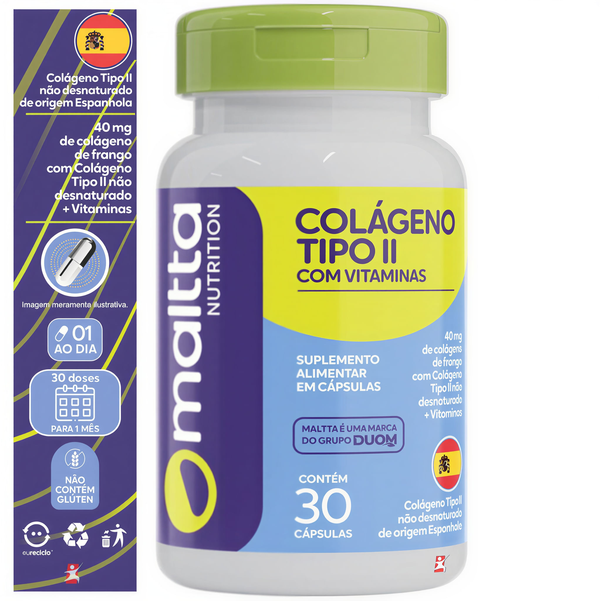 Colágeno Tipo II Complexo B e Vitaminas C, E e K Maltta Nutrition 30 Cápsulas
