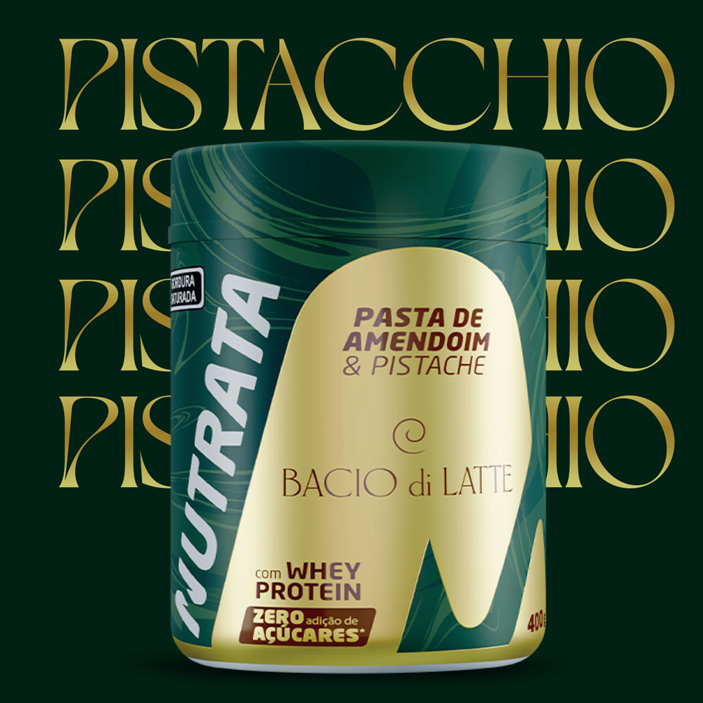 Pasta de Amendoim Com Whey Nutrata Pistache Baccio Di Latte 400g