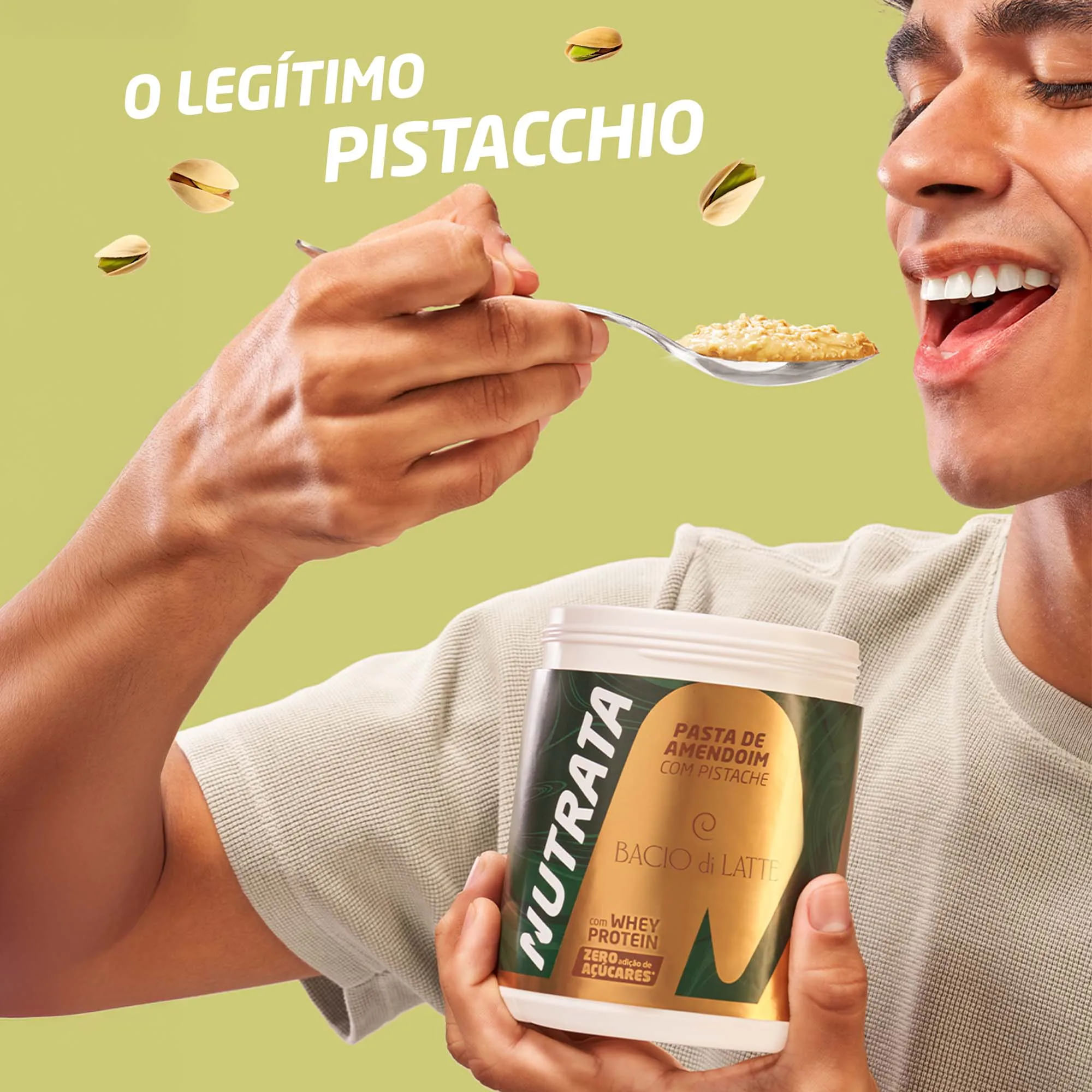 Pasta de Amendoim Com Whey Nutrata Pistache Baccio Di Latte 400g