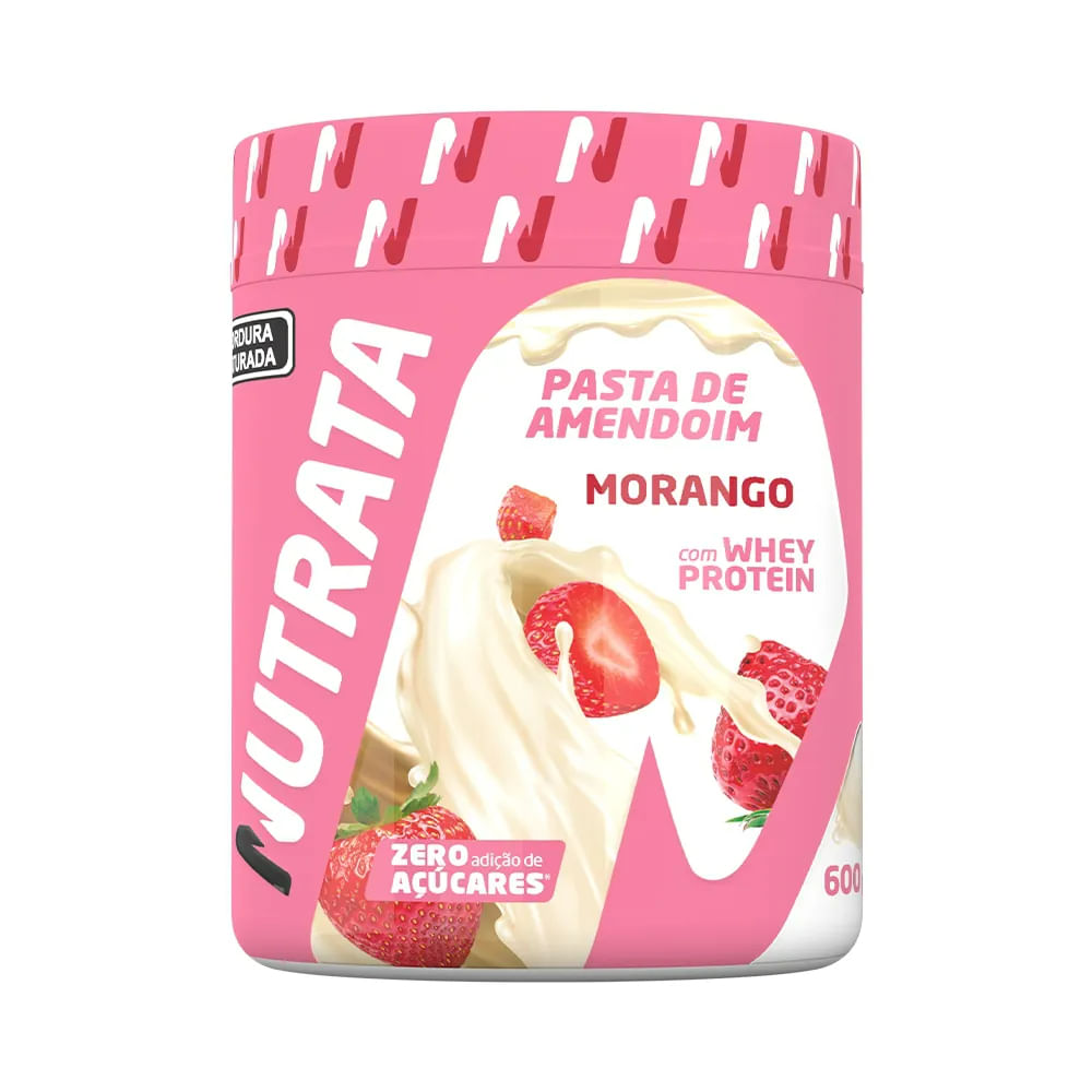 Pasta De Amendoim Com Whey Nutrata Morango 600g