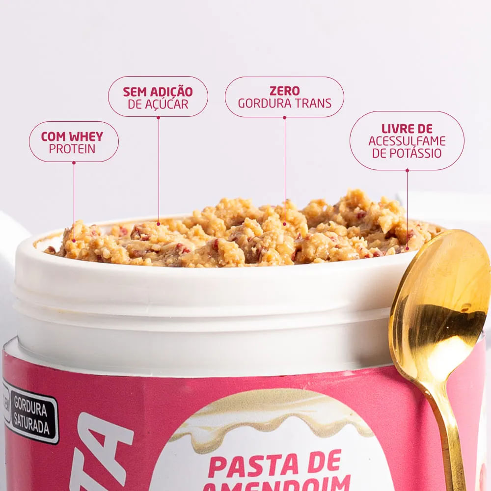 Pasta de Amendoim Com Whey Nutrata Morango 600g