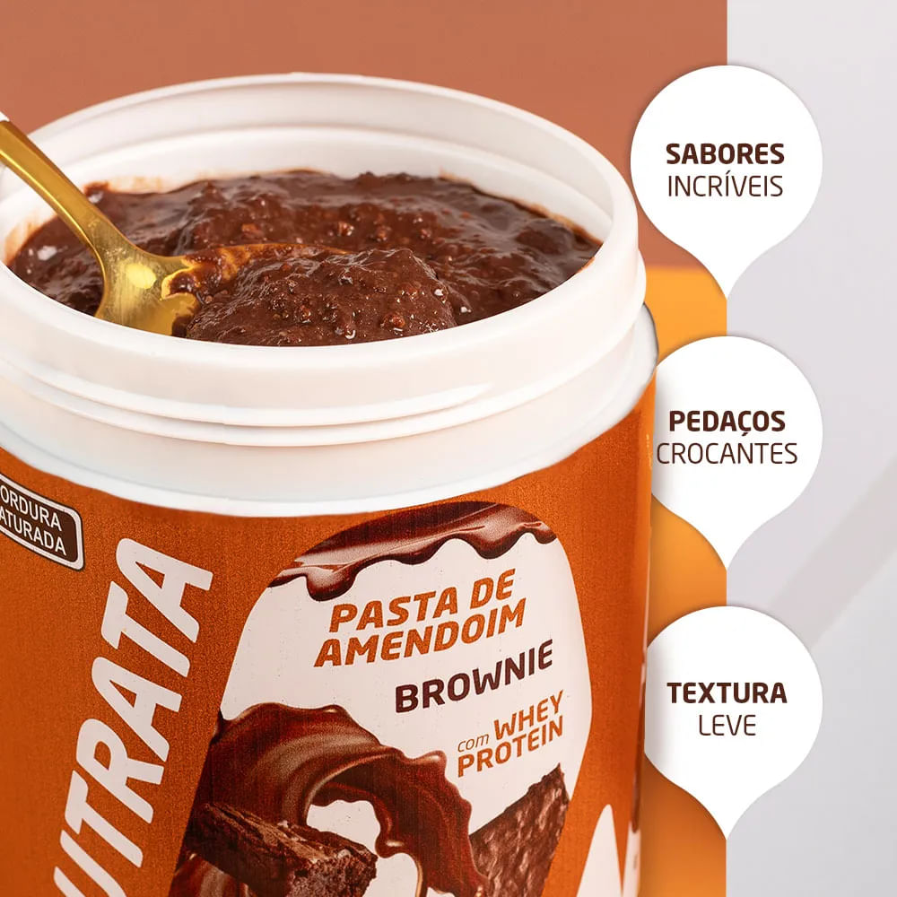 Pasta de Amendoim Com Whey Nutrata Brownie 600g