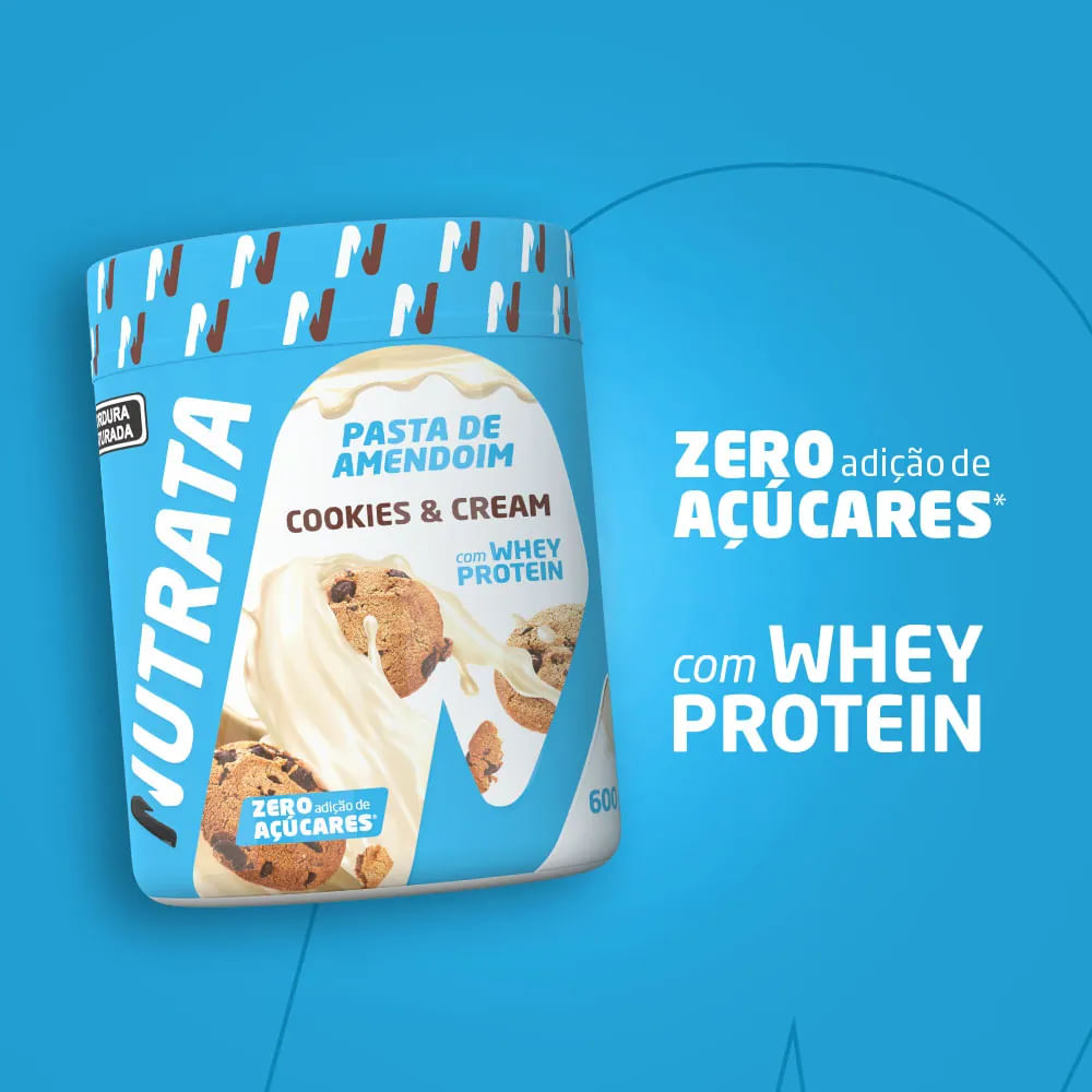 Pasta de Amendoim Com Whey Nutrata Cookies & Cream 600g