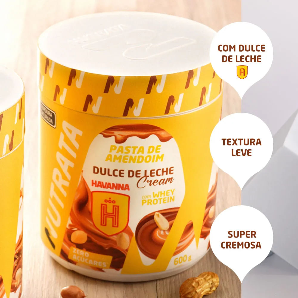 Pasta de Amendoim Com Whey Nutrata Dulce de Leche Cream Havanna 600g