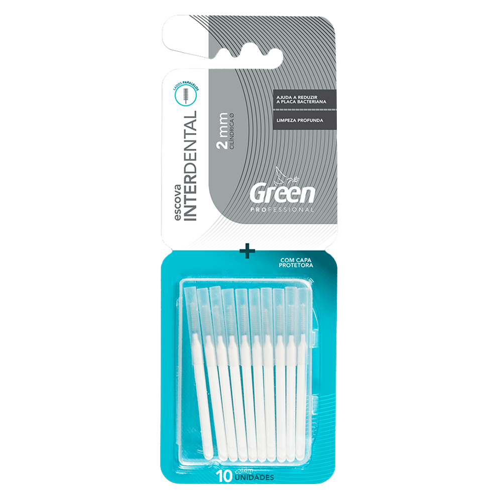 Escova Interdental Cilíndrica Green 2mm 10 Unidades