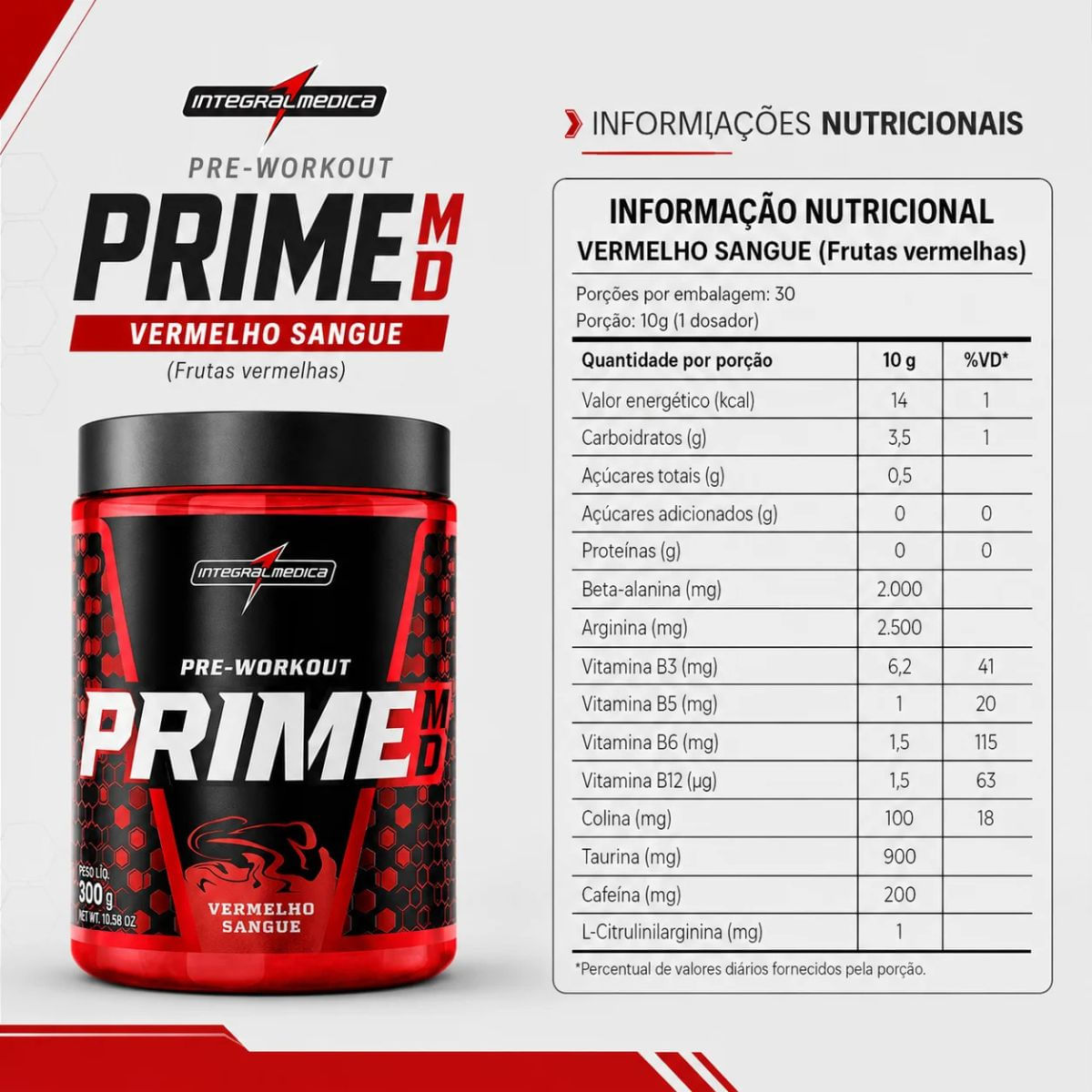 Pre-Workout Prime Vermelho Sangue Integralmedica 300g