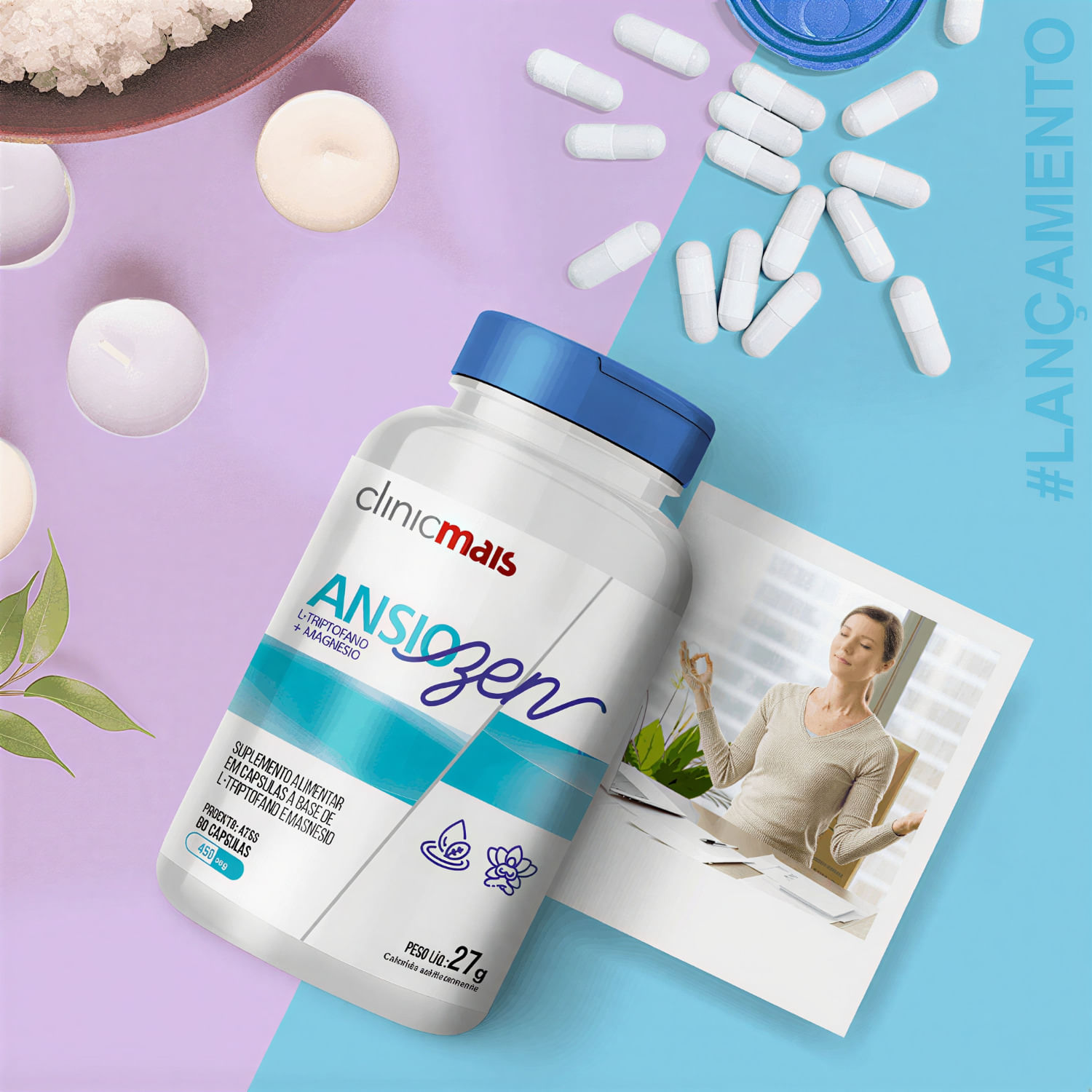 Ansiozen L-Triptofano + Magnésio ClinicMais 60 Cápsulas