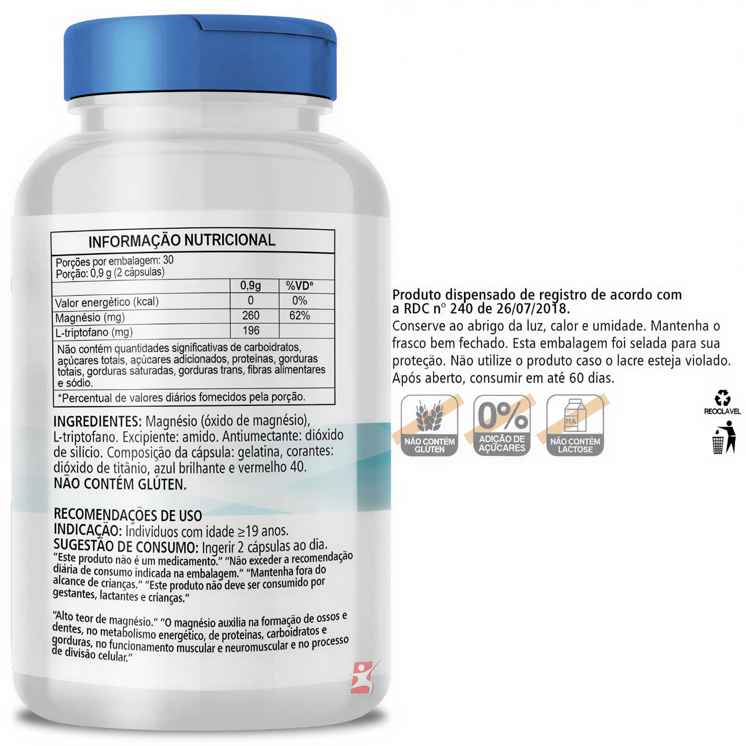Ansiozen L-Triptofano + Magnésio ClinicMais 60 Cápsulas