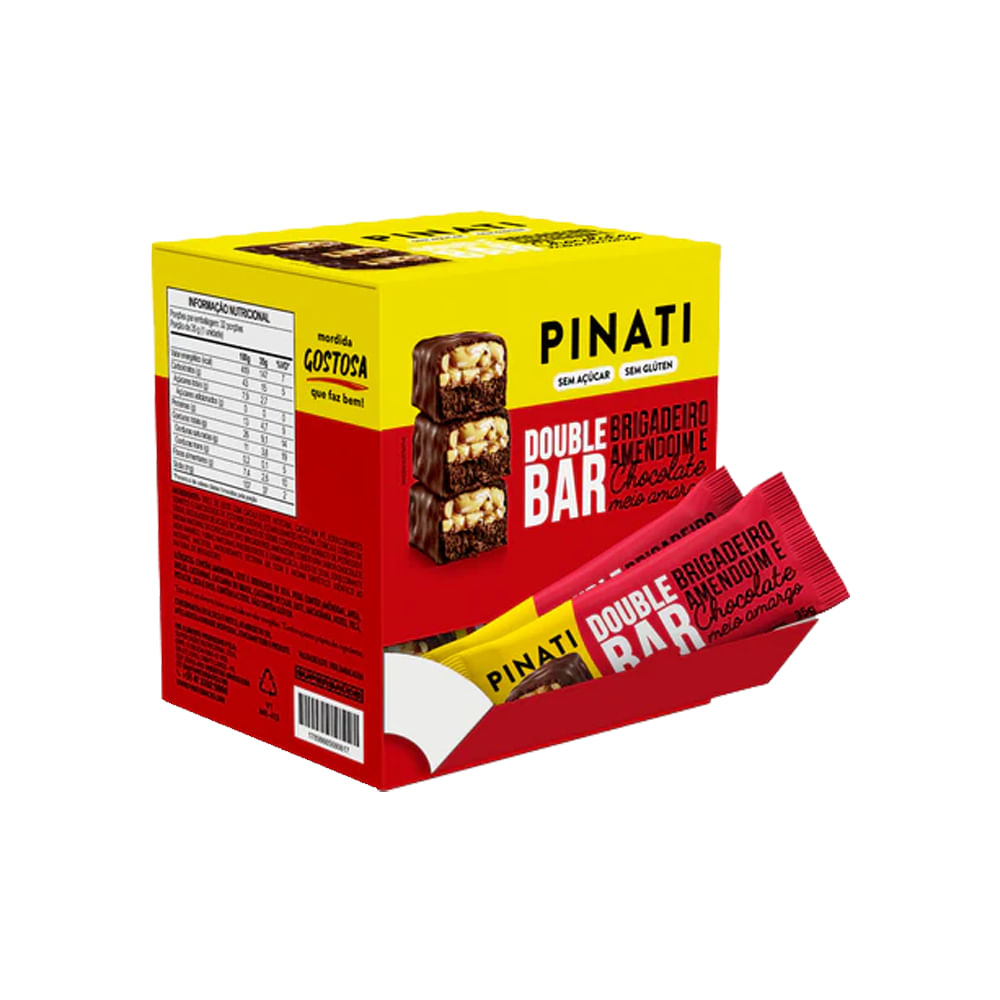 Double Bar Brigadeiro, Amendoim E Chocolate 35g Pinati 16 Unidades