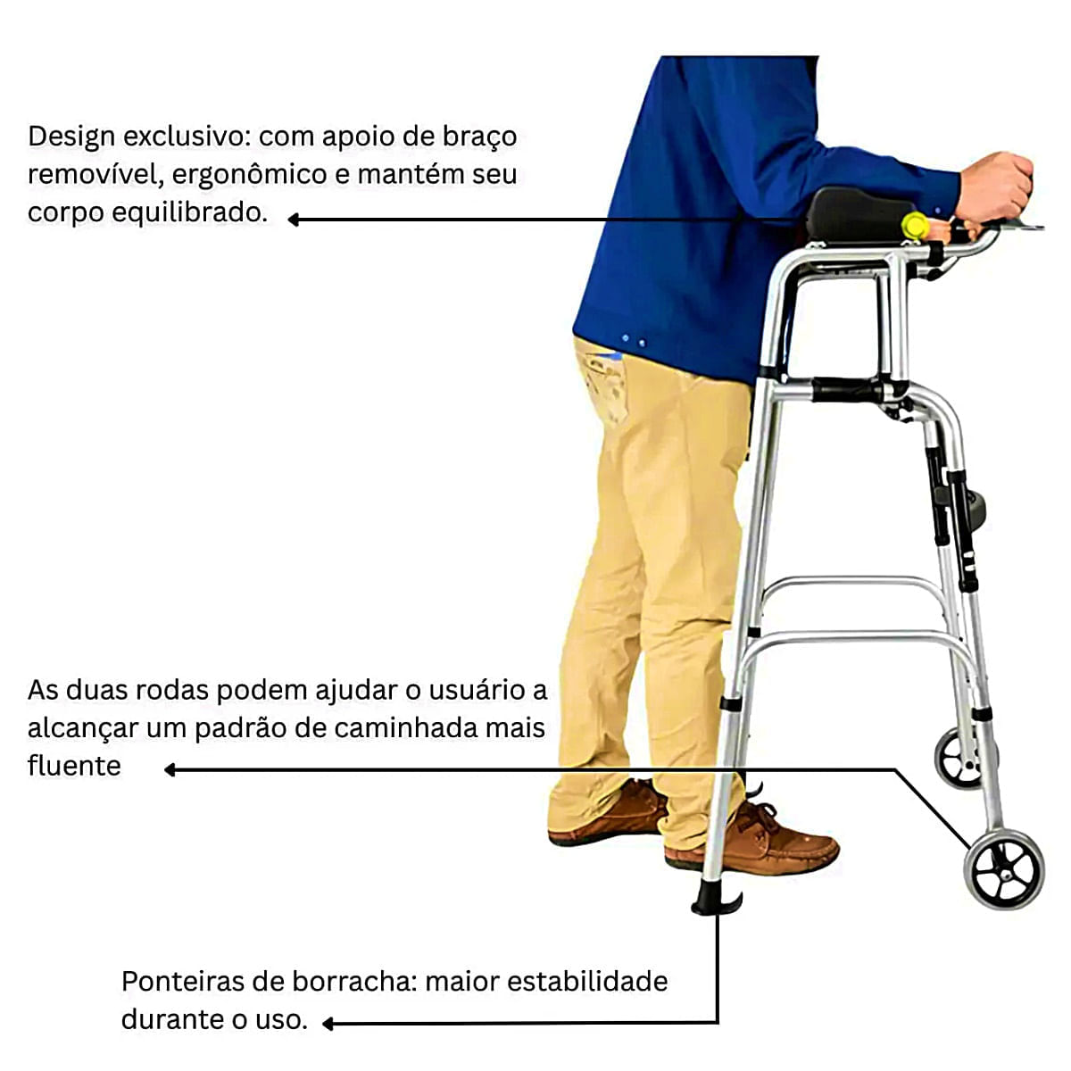 Andador 2 Rodas Em Pé Elevado Supermedy