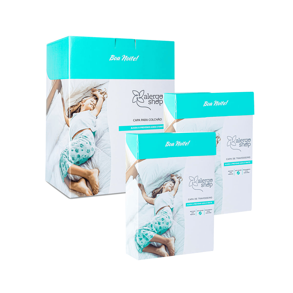 Kit Super Soft 1 Capa Antiácaro Casal + 2 Capas De Travesseiro Padrão Alergoshop Casal Padrão 30cm
