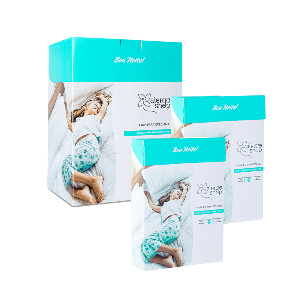 Kit Super Soft 1 Capa Antiácaro Casal + 2 Capas De Travesseiro Padrão Alergoshop King 23cm