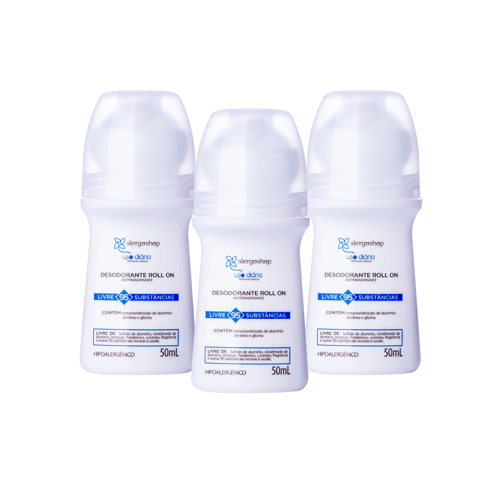 Kit Desodorante Roll-On Uso Diário Alergoshop 50ml 3 Unidades