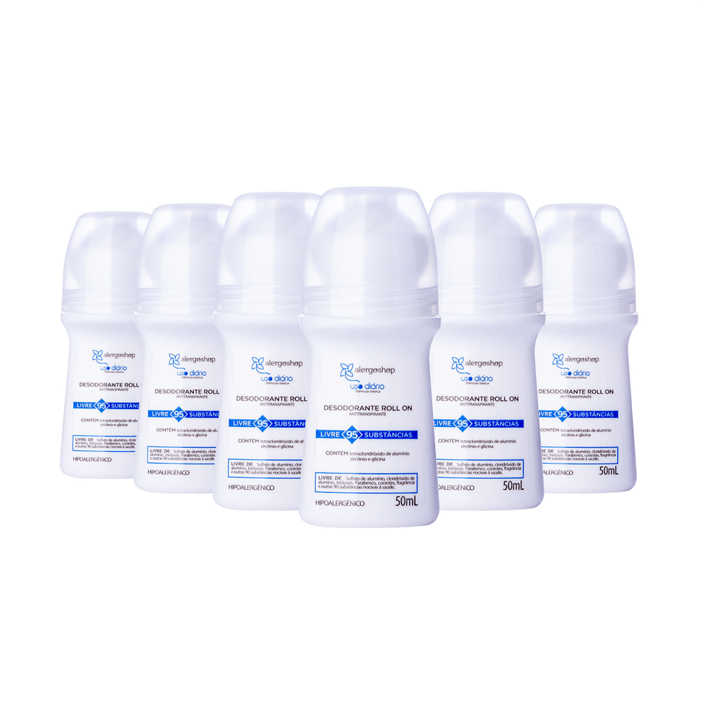 Kit Desodorante Roll-On Uso Diário Alergoshop 50ml 6 Unidades