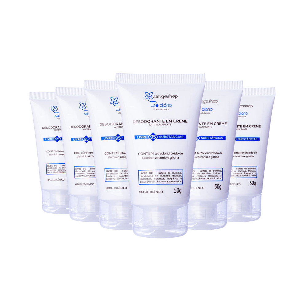 Kit Desodorante Em Creme Uso Diário Alergoshop 50g 6 Unidades