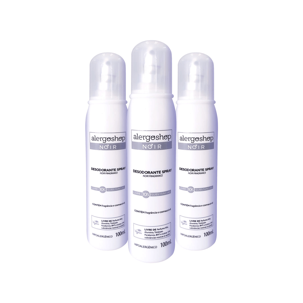 Kit Desodorante Spray Noir Alergoshop 100ml 3 Unidades