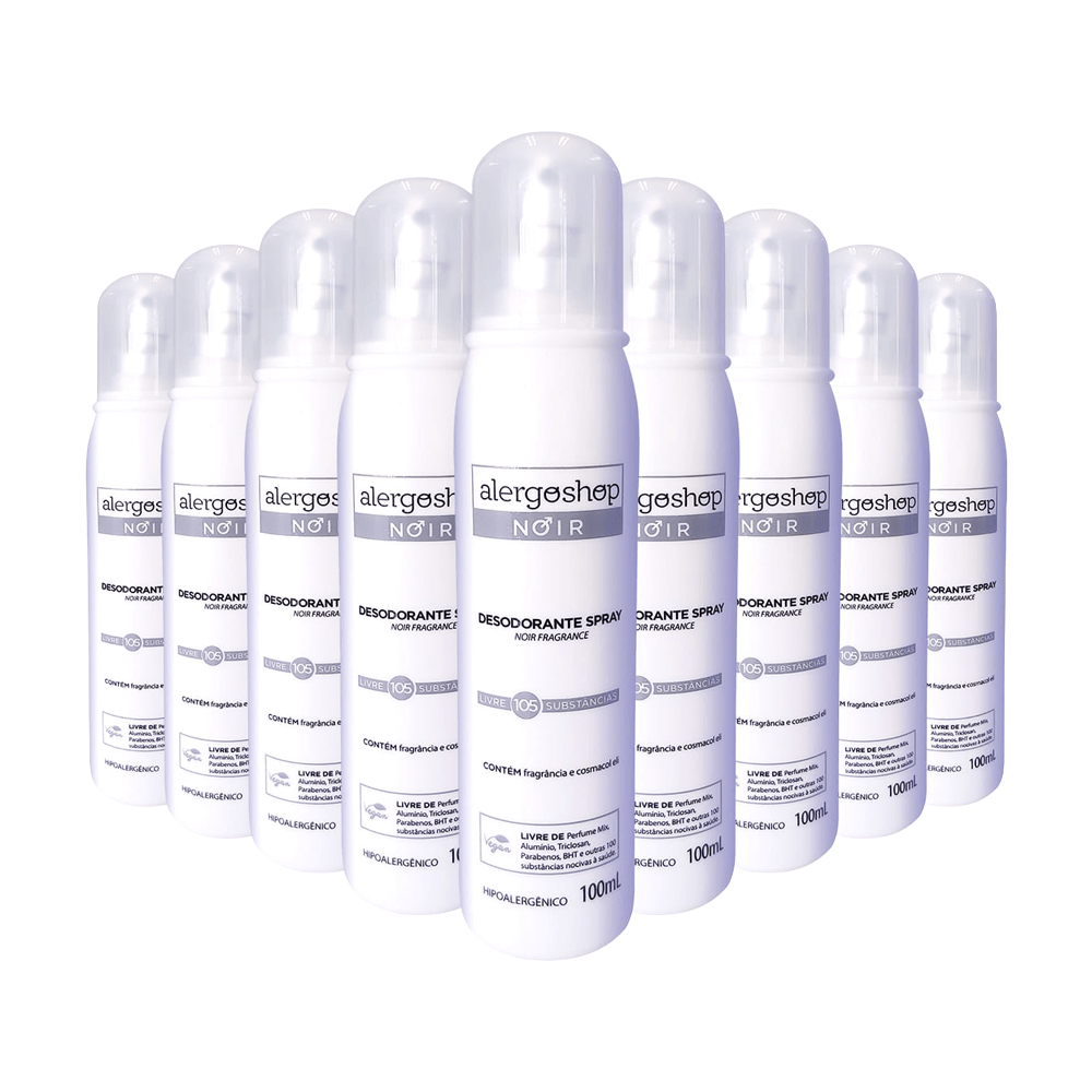 Kit Desodorante Spray Noir Alergoshop 100ml 9 Unidades