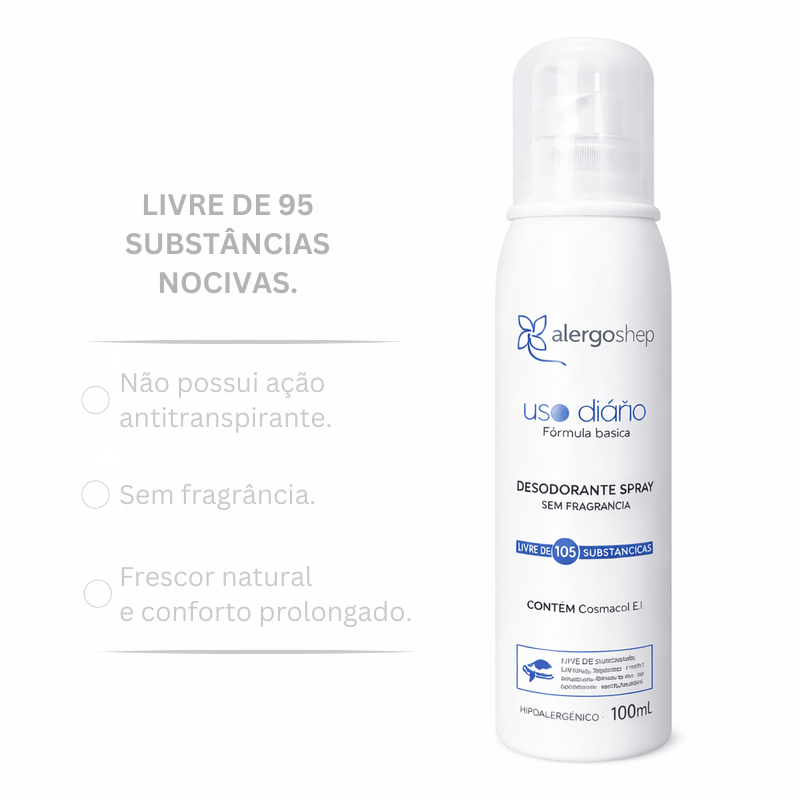 Kit Desodorante em Spray Sem Fragrância Uso Diário Alergoshop 100ml 9 Unidades