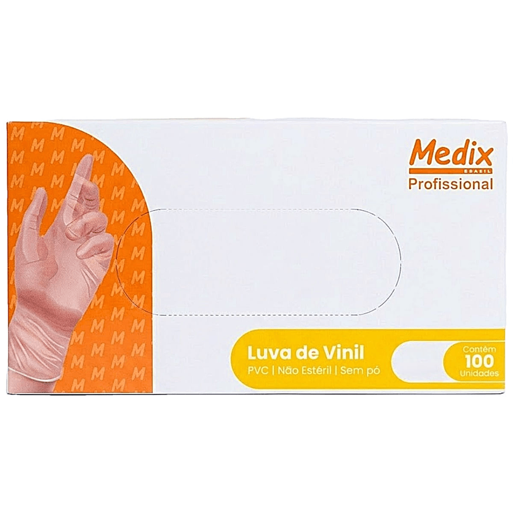 Luva de Vinil Sem Pó Medix Profissional Tam G 100 Unidades