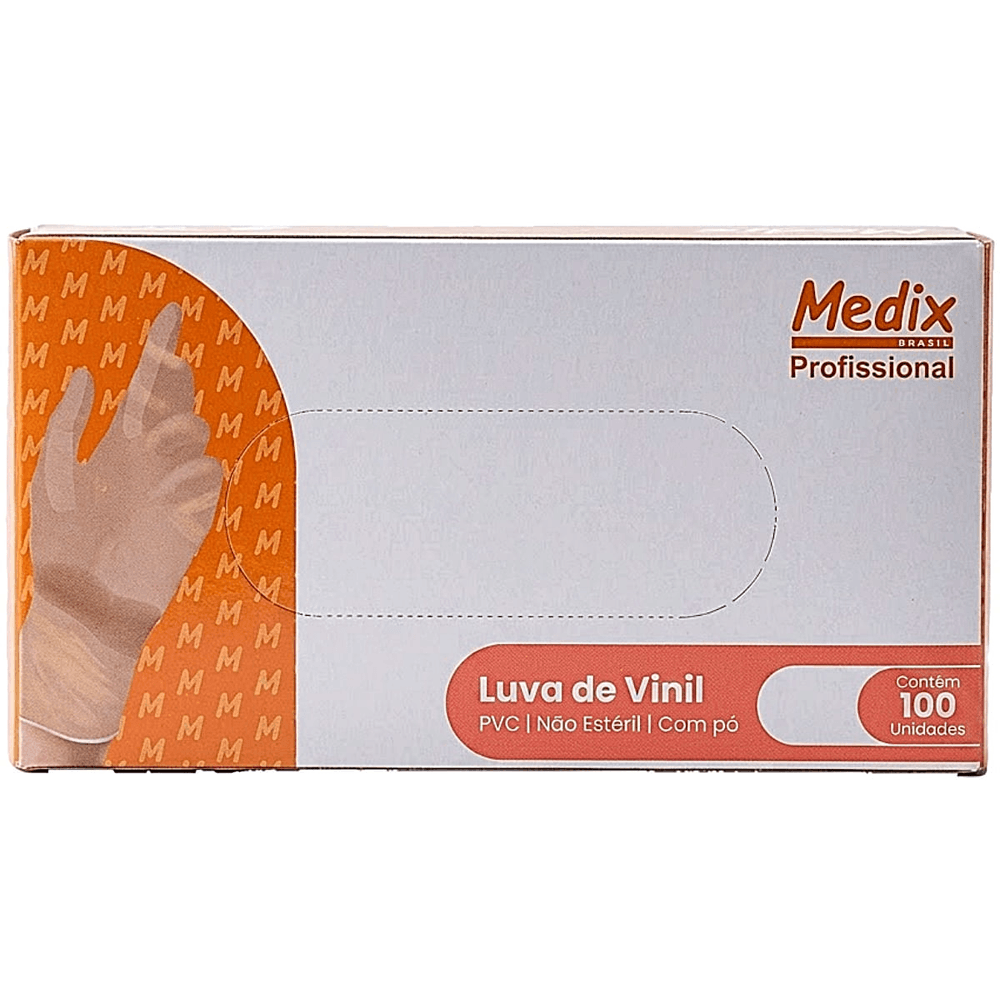 Luva de Vinil Com Pó Medix Profissional Tam P 100 Unidades
