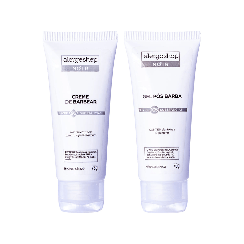Kit Barbear Noir Alergoshop Creme de Barbear 75g + Gel Pós-Barba 70g
