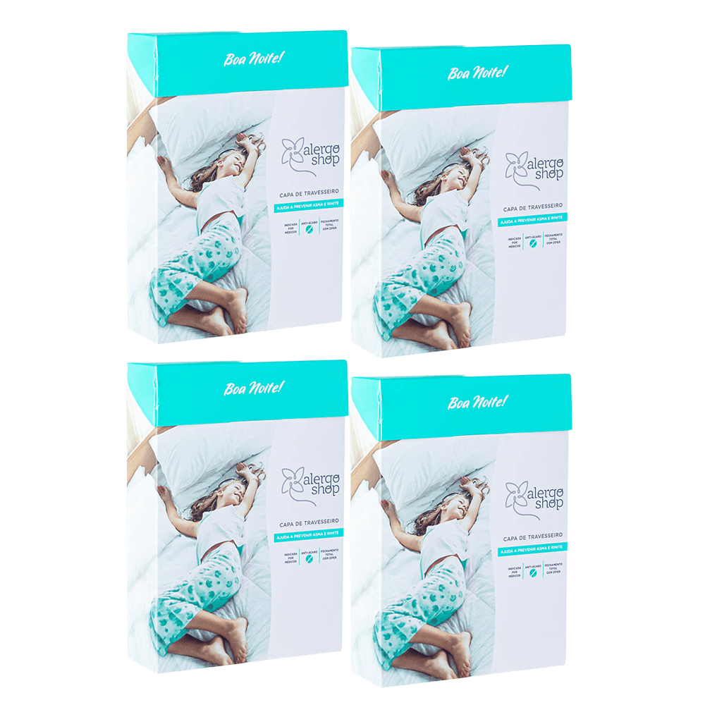 Kit Super Soft Capa Antiácaro para Travesseiro Padrão Alergoshop 50x70cm 4 Unidades