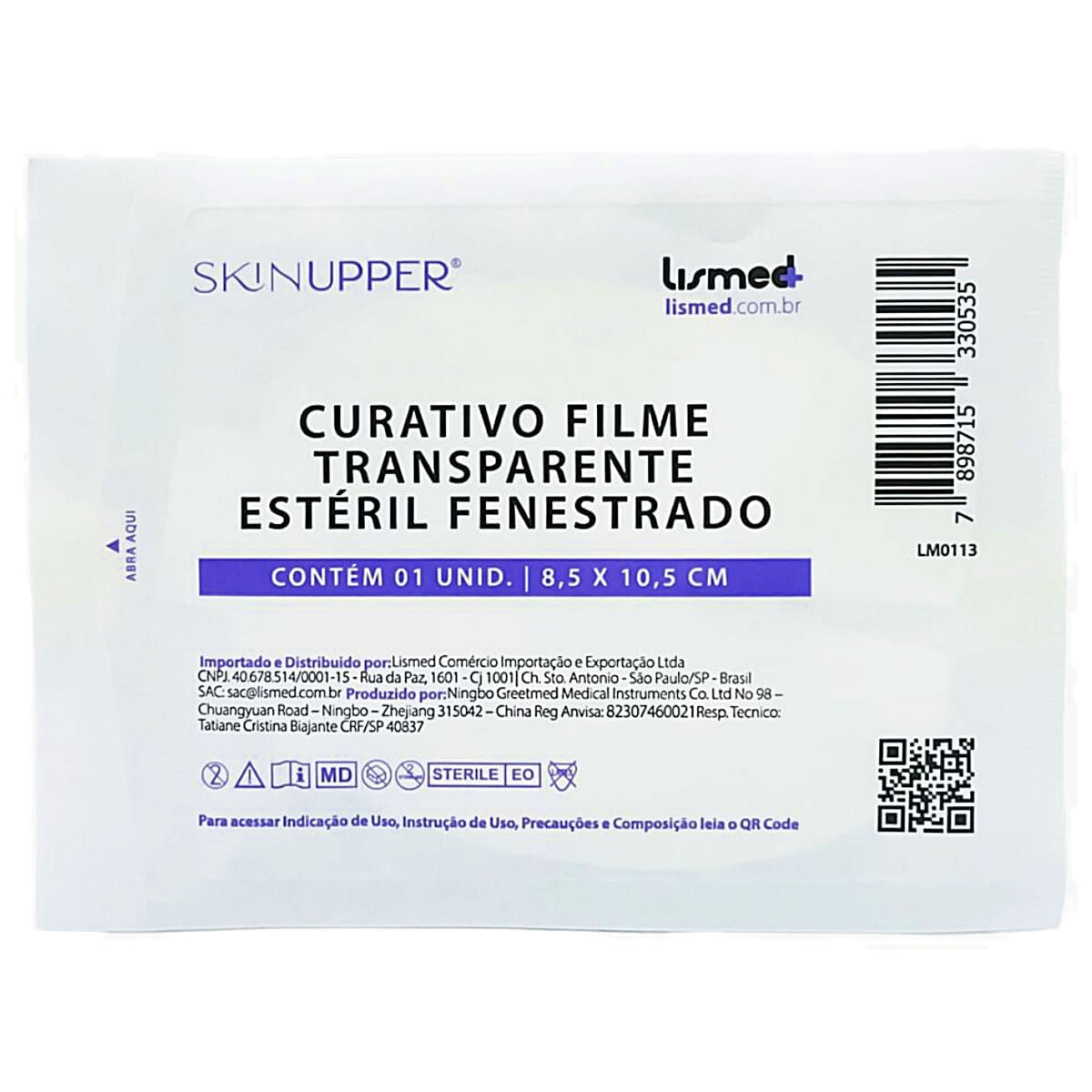 Curativo Filme Transparente Fenestrado Estéril 8,5x10,5cm Unidade