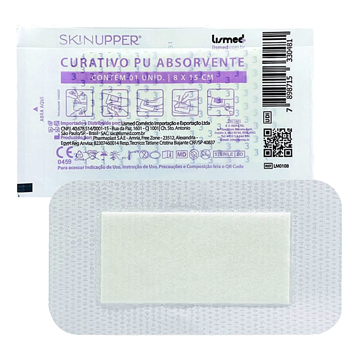 Curativo PU Estéril Com Almofada Absorvente 8x15cm Unidade