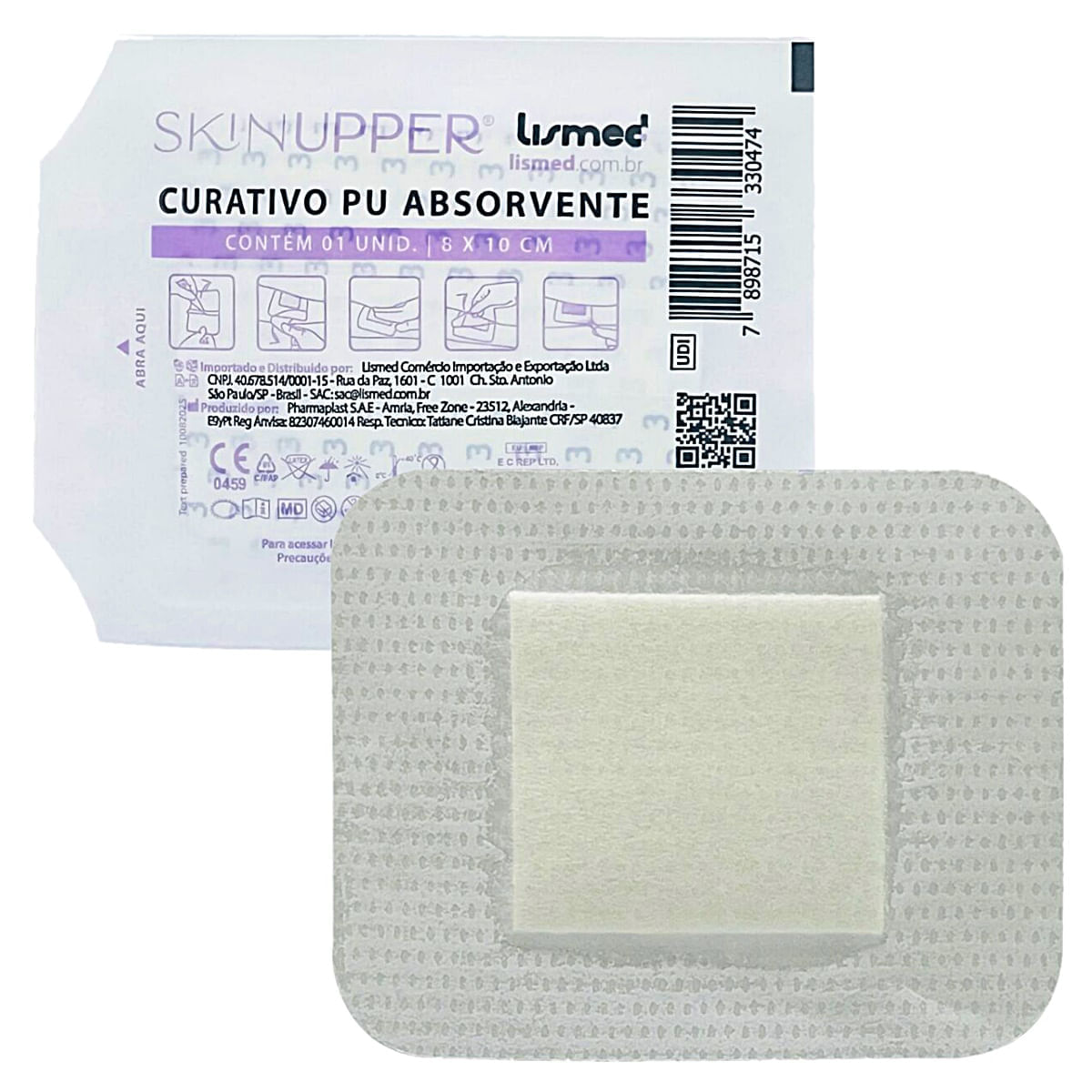 Curativo PU Estéril Com Almofada Absorvente Skinupper 8x10cm Unidade