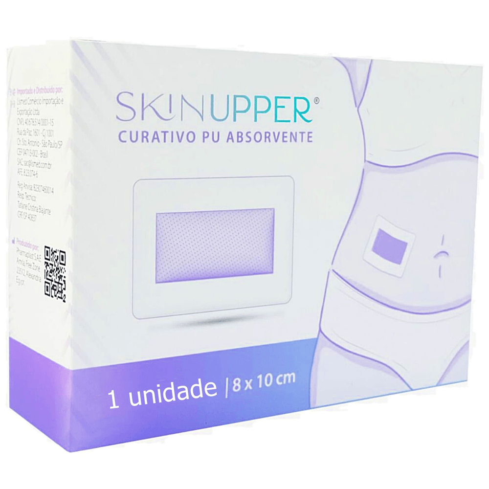 Curativo PU Estéril Com Almofada Absorvente Skinupper 8x10cm Unidade