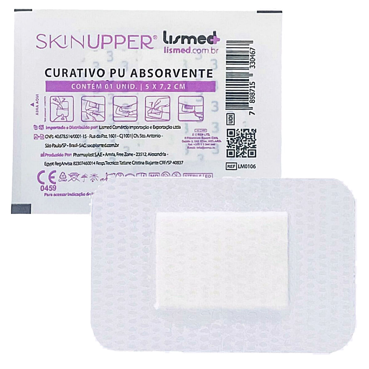 Curativo PU Estéril Com Almofada Absorvente Skinupper 5x7.2cm Unidade
