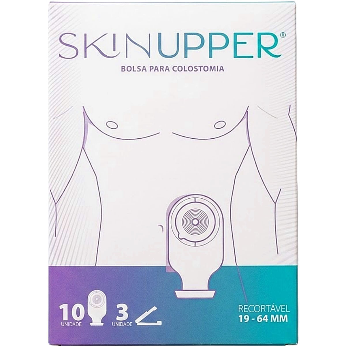 Kit 10 Unidades Bolsa Colostomia Transparente Recortável Skinupper 19-64mm