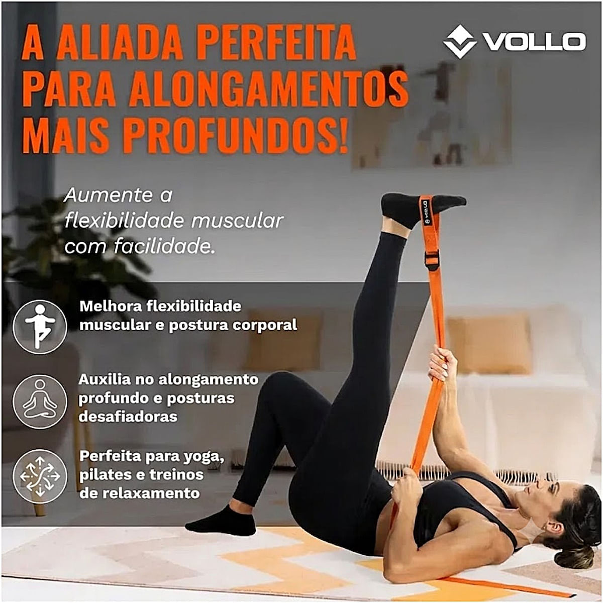 Fita de Yoga Para Alongamento Algodão Vollo