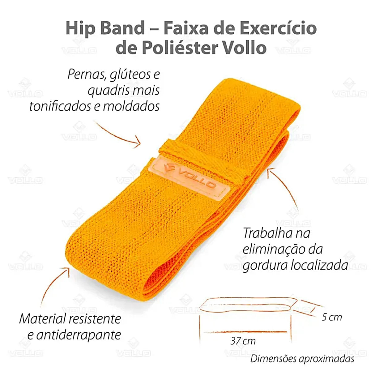 Faixa Elástica Hip Band De Poliéster Vollo Tamanho M