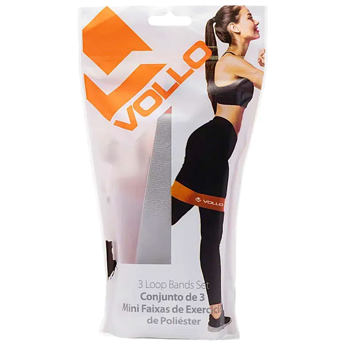 Kit 3 Faixas Elásticas Mini Bands Poliéster 3 Intensidades Vollo