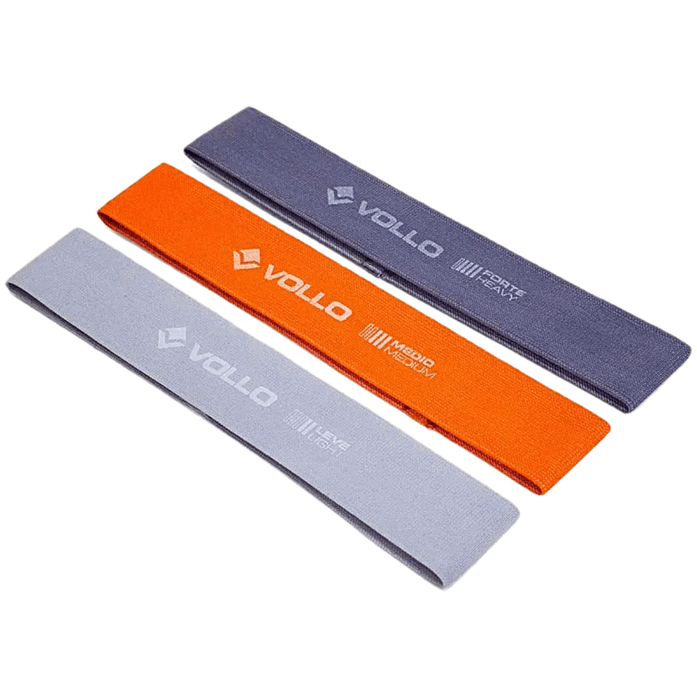 Kit 3 Faixas Elásticas Mini Bands Poliéster 3 Intensidades Vollo