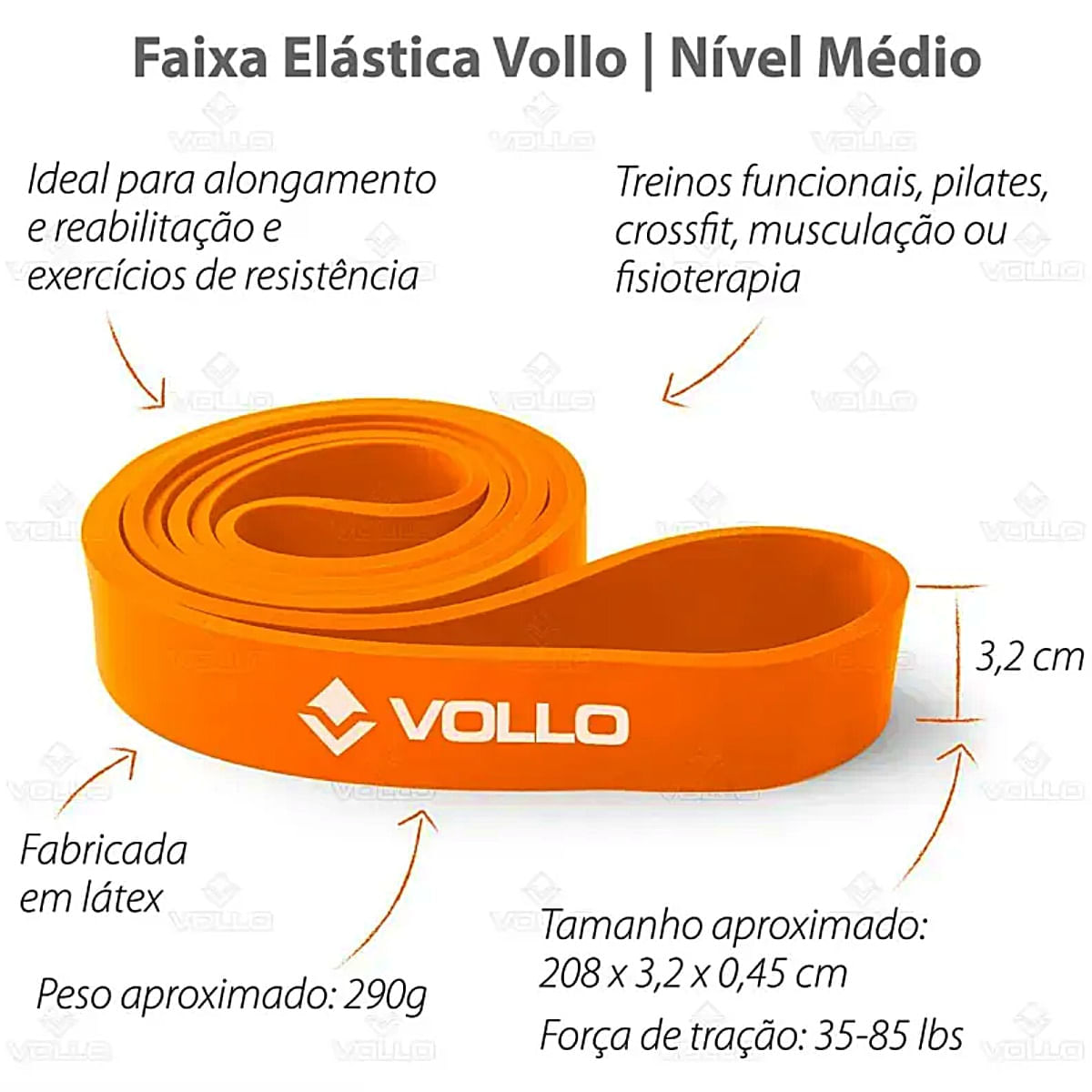 Super Band Extensor Elástico Nível Médio 32mm Vollo Unidade