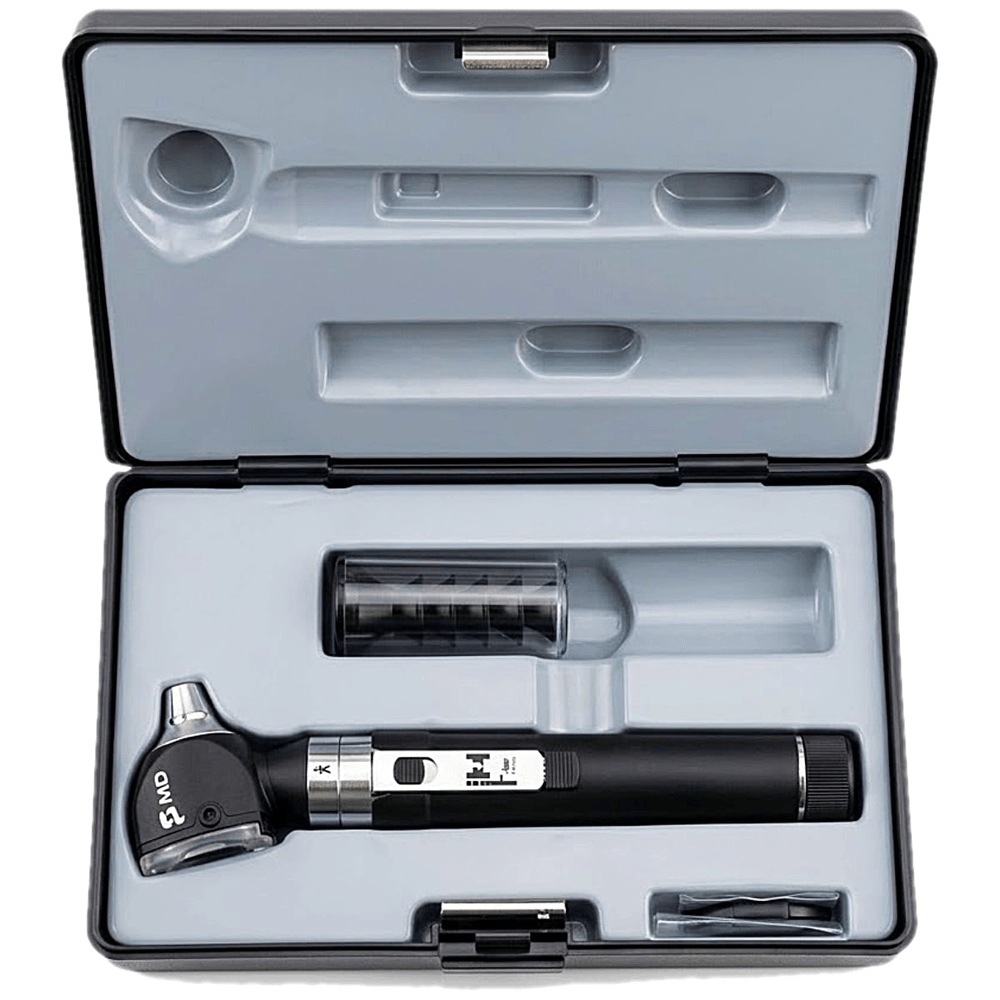 Otoscópio Omni 3000 Preto Xenon Halógena Fibra Óptica Estojo Luxo
