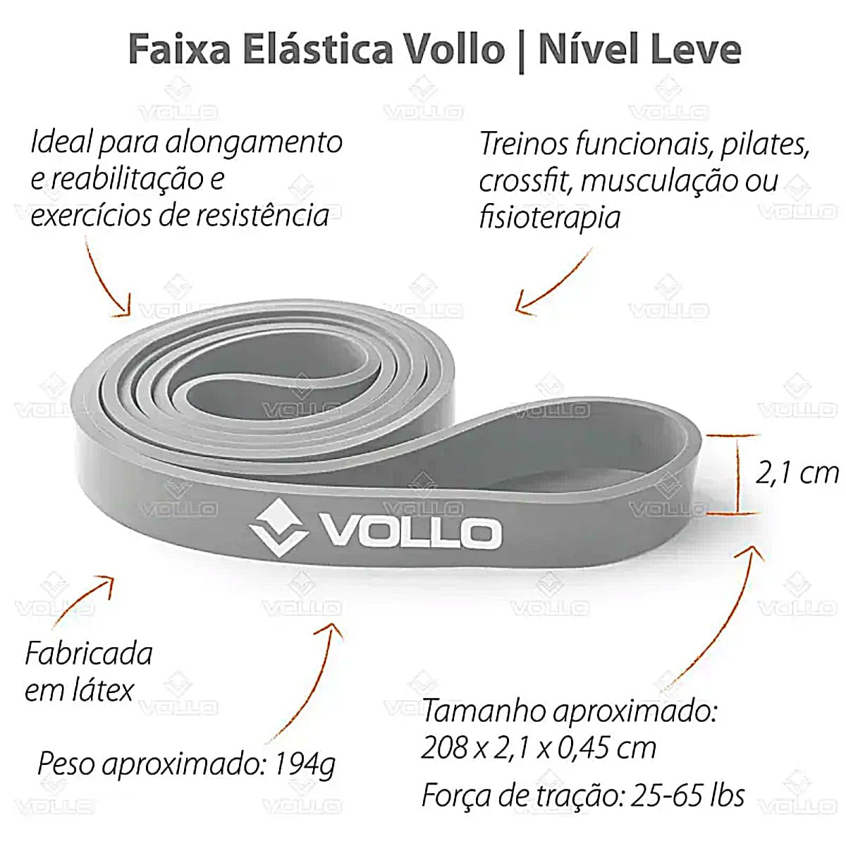 Super Band Extensor Elástico Nível Leve 21mm Vollo Unidade